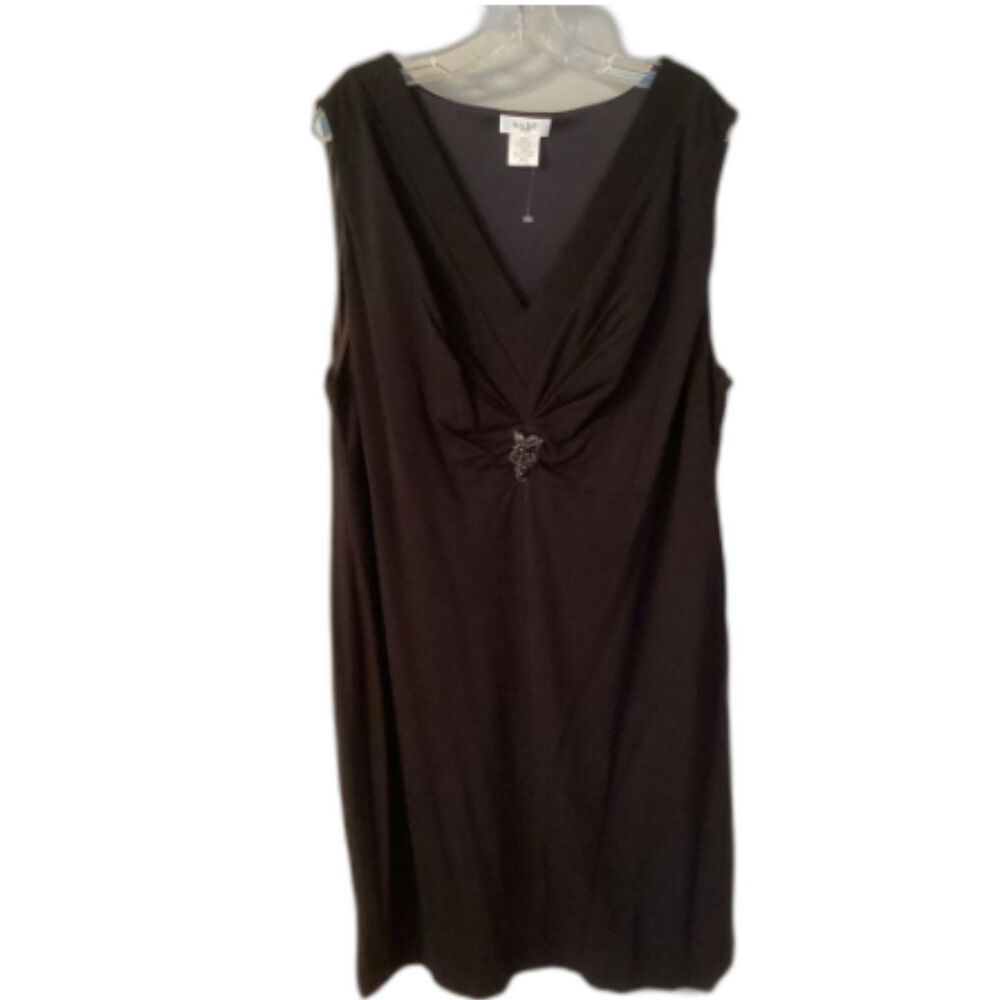 KATE HILL WOMAN SIZE 20W BLACK PONTE KNIT V NECK COCKTAIL DRESS